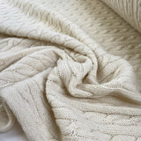 Cable Car Chunky Wool Ivory Cream Italian Knittted Lambswool Jumper Fabric