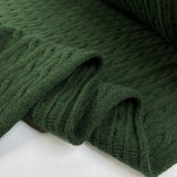 Cable Car Chunky Wool Moss Green Italian Knittted Lambswool Jumper Fabric Fold