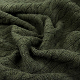 Cable Car Chunky Wool Olive Green Knitted Italian Lambswool Jumper Fabric