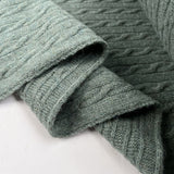 Cable Car Chunky Wool Sea Green Knitted Italian Lambswool Jumper Fabric Fold