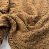 Cable Car Chunky Wool Tan Brown Knitted Italian Lambswool Jumper Fabric