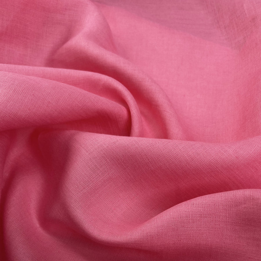 Candy Linen Plain Pink Woven Dress Fabric