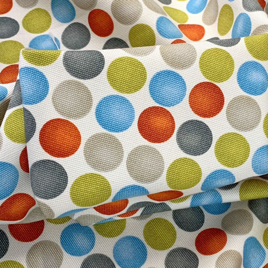 Canvas To Wear Or Not To Wear Burned Orange Multicolour Spotty Printed Heavy Cotton Canvas Craft Fabric Close Up Fabric Photo