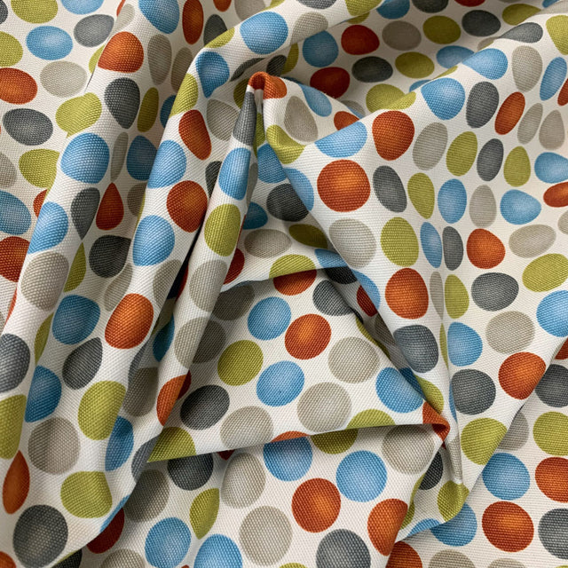 Canvas To Wear Or Not To Wear Burned Orange Multicolour Spotty Printed Heavy Cotton Canvas Craft Fabric Extra Close Up Fabric Photo