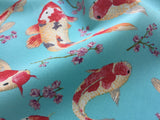 Carpe Diem Pale Blue Cotton Fish Print S
