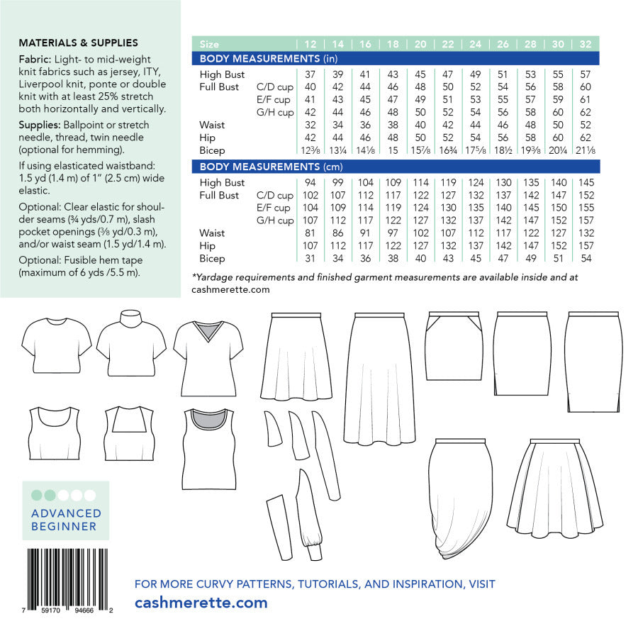 Cashmerette grafton dress top skirt mix match pack back cove