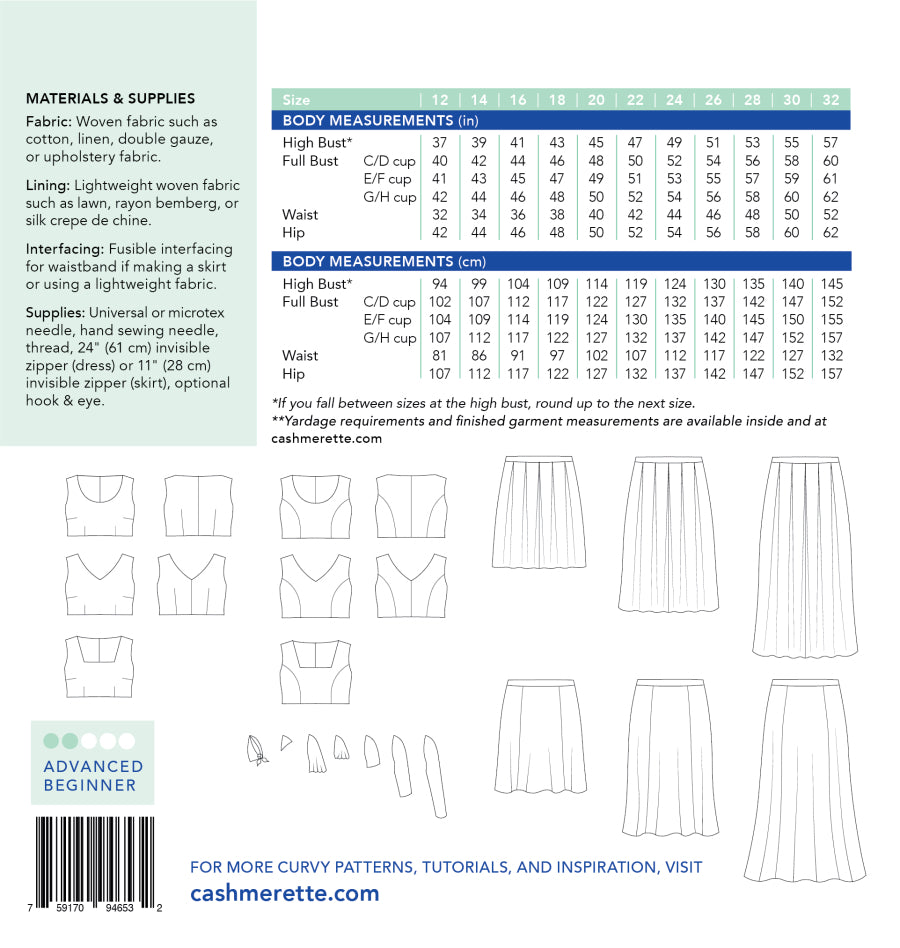 Cashmerette upton dress and skirt mix and match expansion pack back