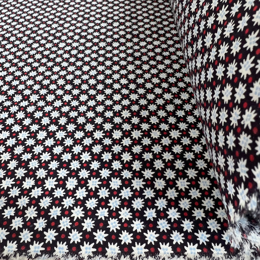Cassia Black Red Floral Pattern Cotton Dress Fabric Roll