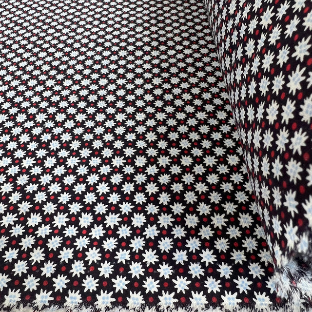 Cassia Black Red Floral Pattern Cotton Dress Fabric Roll