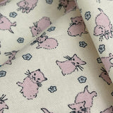 Cat print cotton dress shirting fabric kitty cotton pink