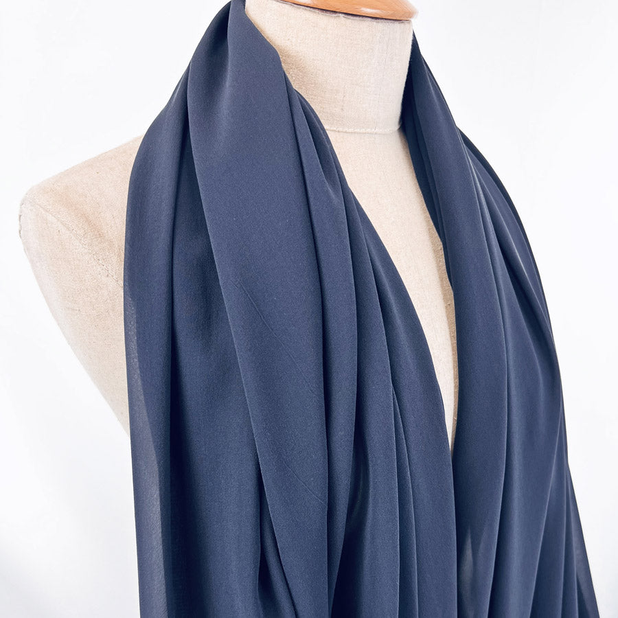 Catherine Silk Chifffon Crepe Fabric Navy Side