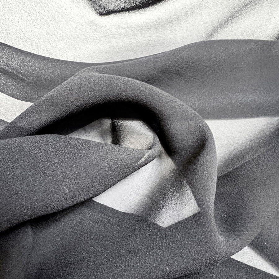 Catherine Silk Fine Georgette Crepe Fabric Black Close Up