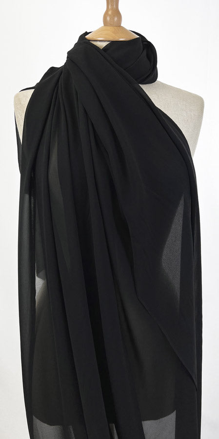 Catherine Silk Fine Georgette Crepe Fabric Black Dress