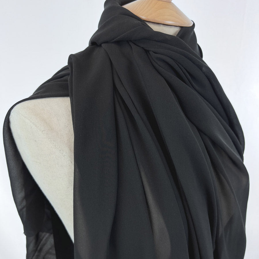 Catherine Silk Fine Georgette Crepe Fabric Black Side