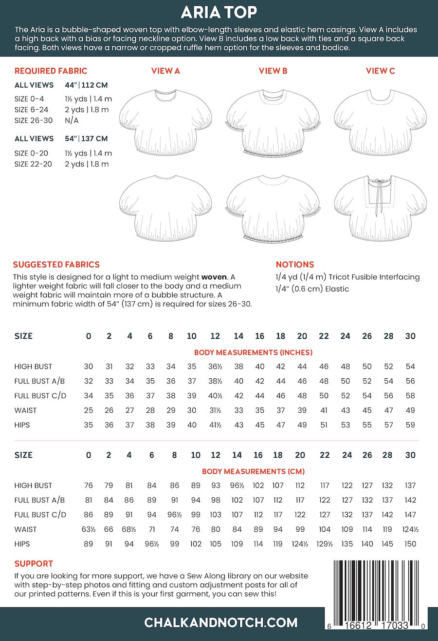Chalk   Notch Aria Top Pattern Back