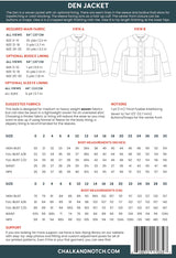 Chalk And Notch Den Jacket Pattern Back