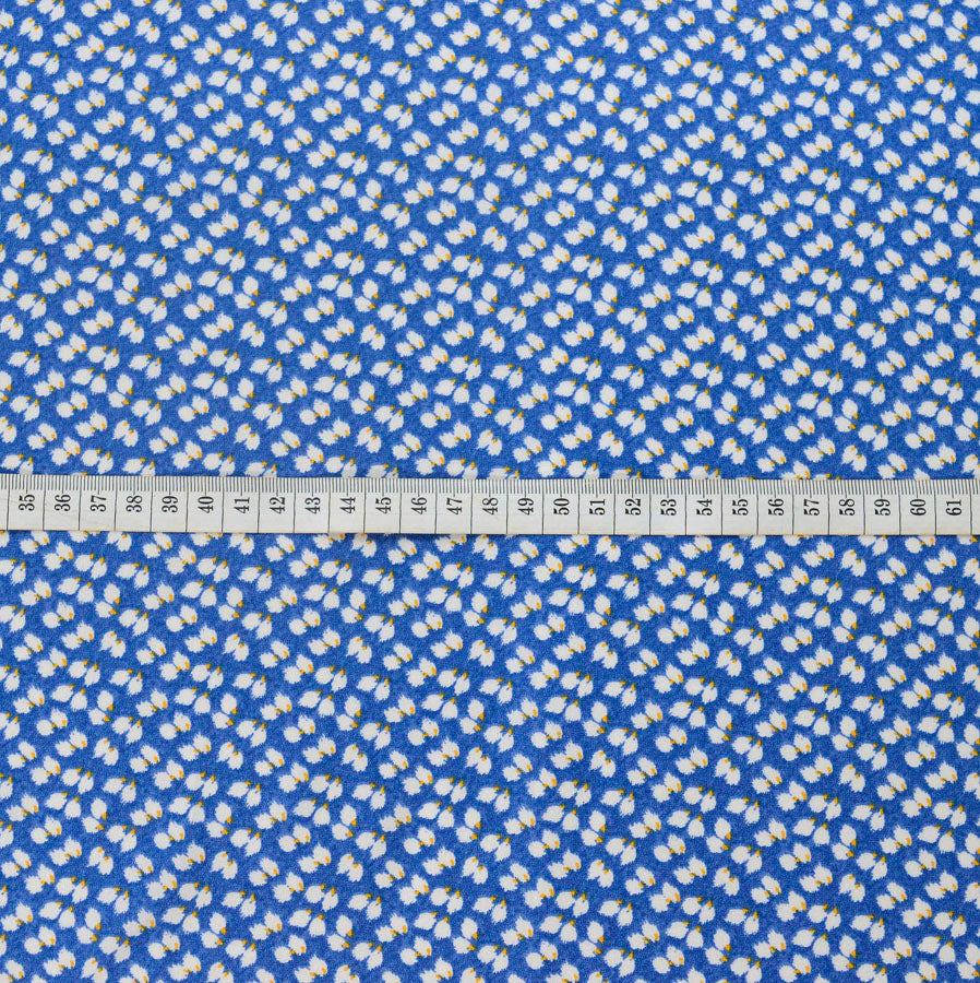 Challis Blue Leaf Viscose Challis Lightweight Dress Fabric Scale Fabric Photo