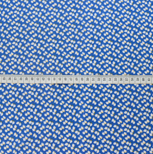 Challis Blue Leaf Viscose Challis Lightweight Dress Fabric Scale Fabric Photo