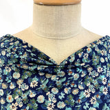 Challis Floral Colourscene Blue Floral Viscose Hight Twist Challis Printed Fabric Close Up Drape Fabric Photo Custom