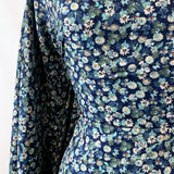 Challis Floral Colourscene Blue Floral Viscose Hight Twist Challis Printed Fabric Side Maneq Close Up Drape Fabric Photo Custom