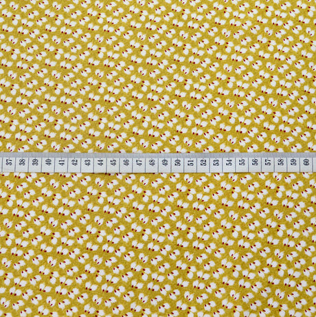 Challis Mustard Leaf Viscose Challis Lightweight Dress Fabric Scale Fabric Photo