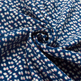 Challis Navy Leaf Viscose Challis Lightweight Dress Fabric Close Up Drape Fabric Photo