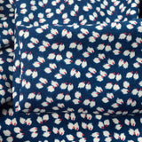 Challis Navy Leaf Viscose Challis Lightweight Dress Fabric Close Up Fabric Photo