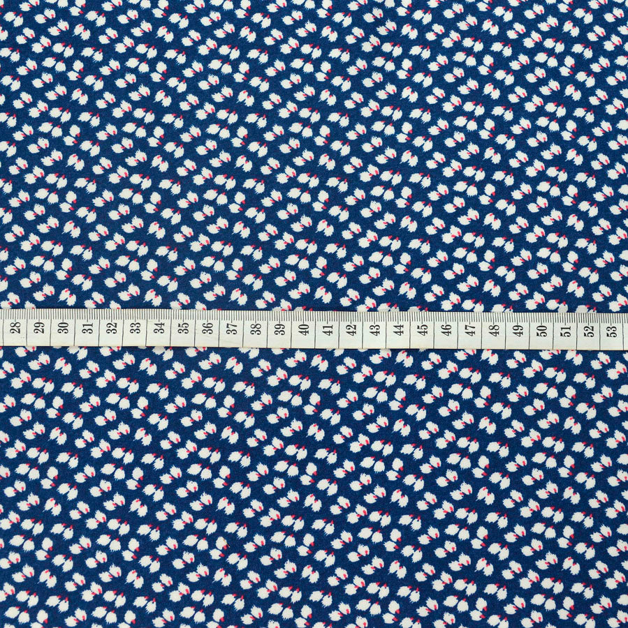 Challis Navy Leaf Viscose Challis Lightweight Dress Fabric Scale Fabric Photo