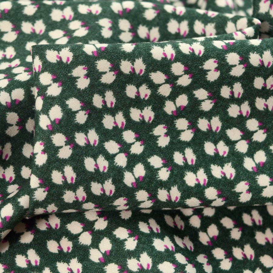 Challis Olive Leaf Viscose Challis Lightweight Dress Fabric Close Up Fabric Photo