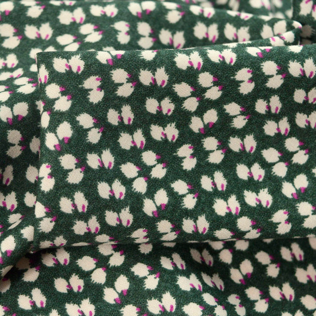 Challis Olive Leaf Viscose Challis Lightweight Dress Fabric Close Up Fabric Photo