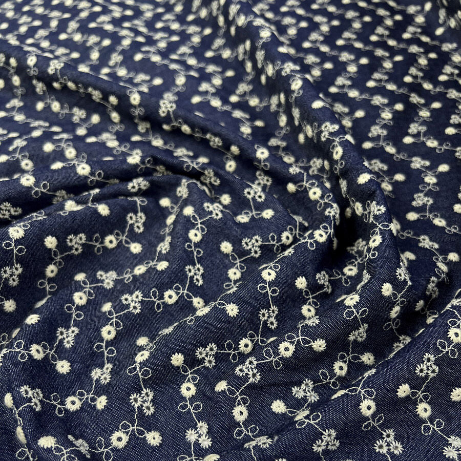 Chambray Anglaise Dark Blue Floral Embroidered Woven Dress Fabric Cu 1402Dcfc Ea61 4A6E B127 6F5A3B3B4480