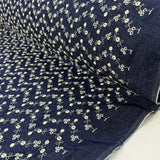 Chambray Anglaise Dark Blue Floral Embroidered Woven Dress Fabric Roll
