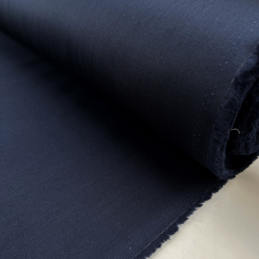 Charles Navy Cotton Elastane Stretch Suiting Trouser Fabric Roll