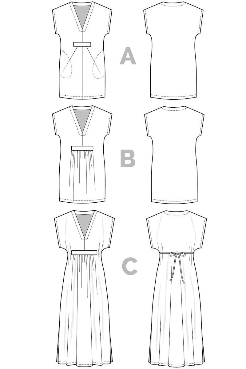 Charlie caftan by closet core patterns sketch