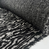Charme Ex Designer Italian Black Grey Viscose Polyester Chunky Knit Abstract Coating Fabric Roll