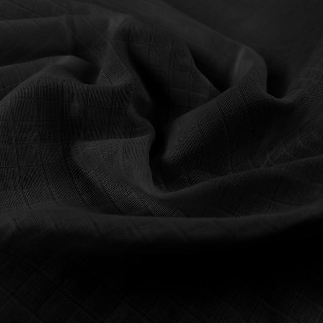 Checked Flat Double Gauze Black Jacquard Woven Cotton Dress Fabric