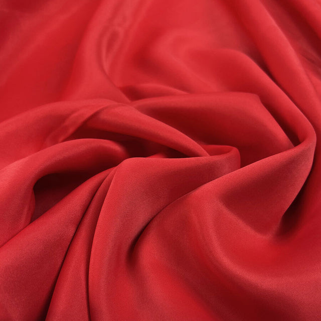 Cheerleader Red Viscose Rayon Elastane Stretch Woven Satin Dress Fabric