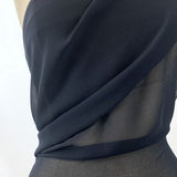 Chiffon Midnight Navy Polyester Dress Fabric Close Up 2