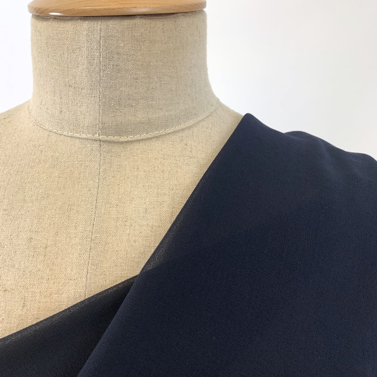 Chiffon Midnight Navy Polyester Dress Fabric Neck