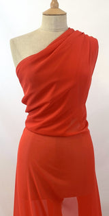 Chiffon Red Polyester Dress Fabric Dress