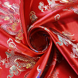 Chinese Jacquard Fabric Red Polyester Qipao Flaming Dragon Twist