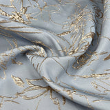 Chloe Pale Blue Rose Gold Polyester Metallic Lurex Jacquard Brocade Floral Woven Dress Fabric