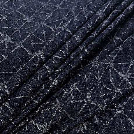 Christal Denim Jade Blue Knitted French Terry Looped Back Cotton Polyester Spandex Jersey Triangle Print Fabric