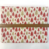 Christmas Cottons Glitter Trees Ivory Red Gold Scale