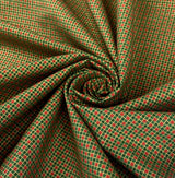 Christmas List Cotton Poplin Checked Print In Green Red And Gold Swirl