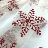 Christmas Organza Flock Snowflakes Ivory Organza Christmas Fabric Close Up Drape Texture Fabric Photo Custom