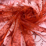 Christmas Organza Glitter Stars Red Christmas Polyester Organza Christmas Fabric Close Up Texture Drape Fabric Photo Custom