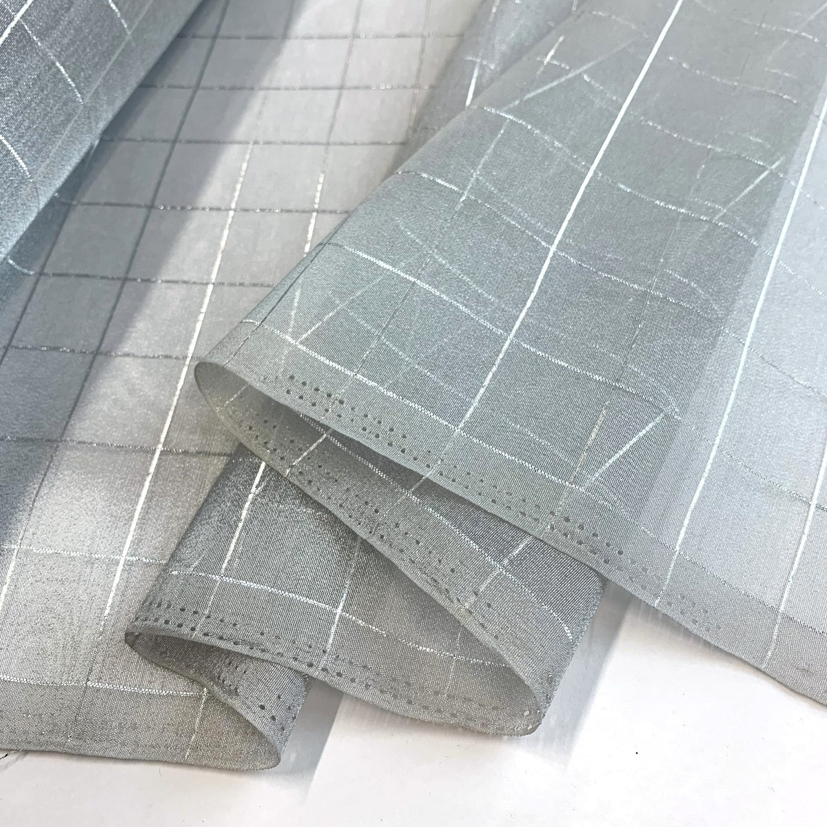 Christmas Organza Silver Check Fine Shining Check Silver Organza Fabric Close Up Texture Fabric Photo Custom