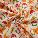 Christmas Poly Cotton Gingerbread Man Gingerbread Man Cookies Cream Polycotton Fabric Cud