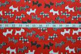Christmas Poly Cotton Scotty Dog Red S